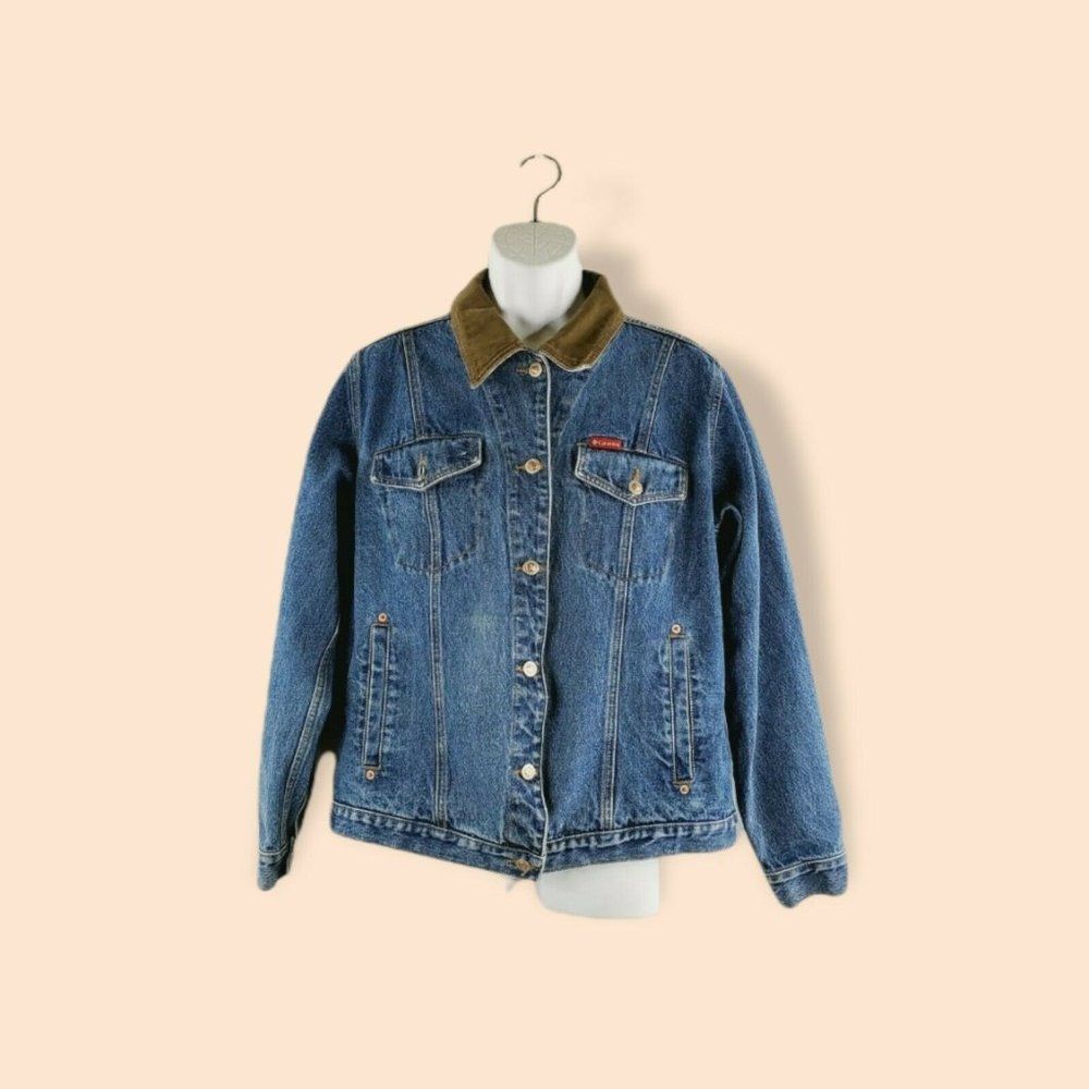 Columbia Mens Blue Long Sleeves Collared Pockets Denim Trucker Jacket Size XL